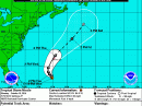 The projected path of T.S. Nicole as of 2100 UTC on October 10. [NOAA graphic]